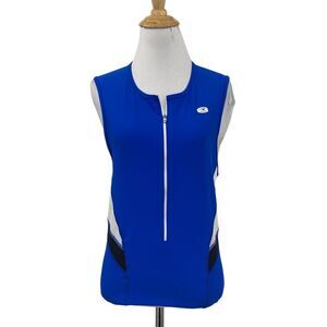 Sugoi Cycling Jersey Womens L Large Blue Half Zip Sleeveless Vented Fitted Shirt